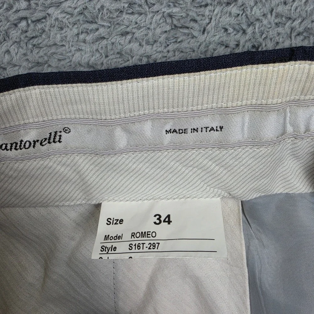 Santorelli Romeo Dress Pants Mens 34 Blue Grey Virgin Wool Made in Italy Romeo